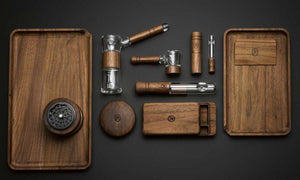 Marley Natural Walnut & Glass Pipes and Accessories Collection ~ Voted The Best Modern Cannabis Decor